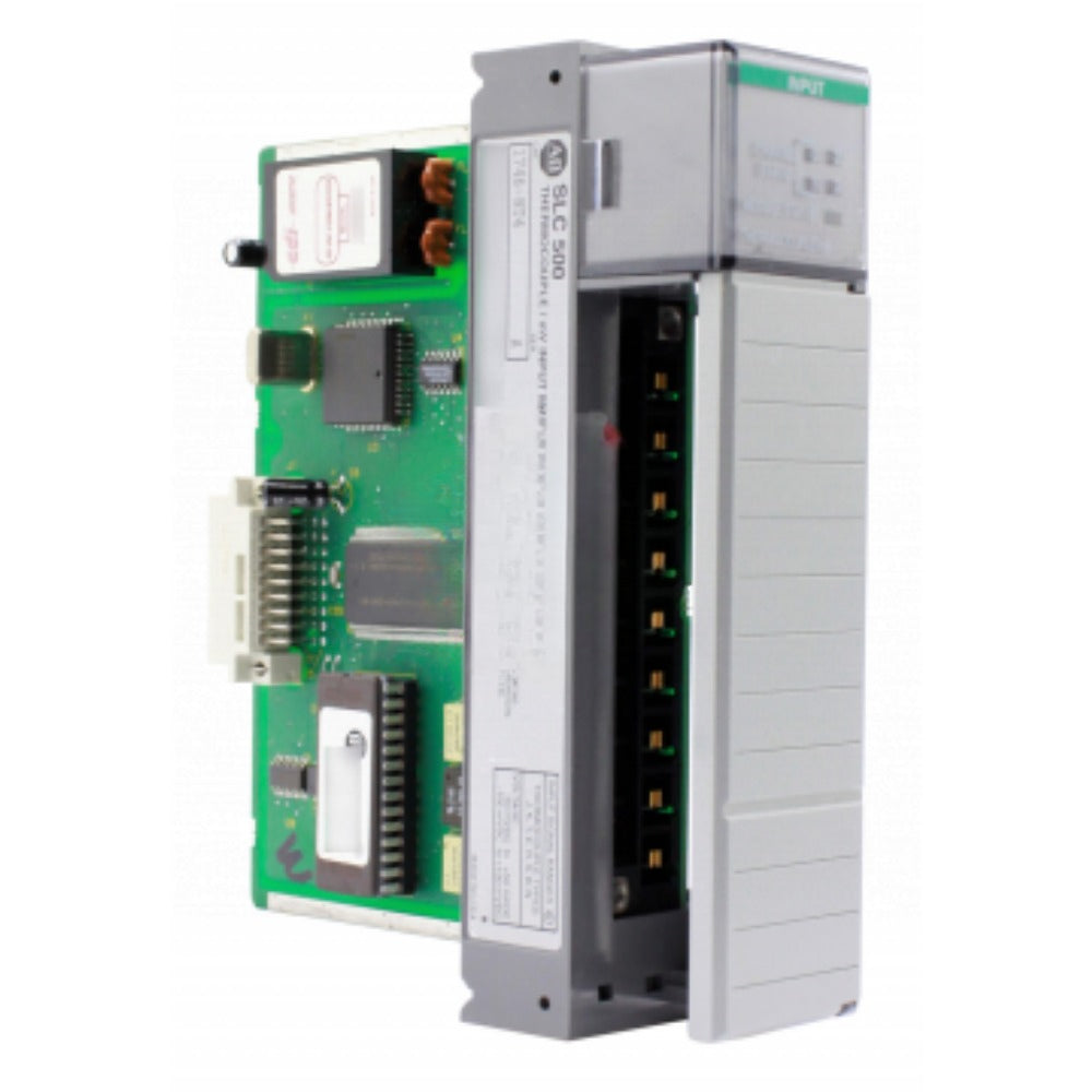 Allen-Bradley 1746-NT4 SLC 500 PLC Input Module, side view with internal components visible.