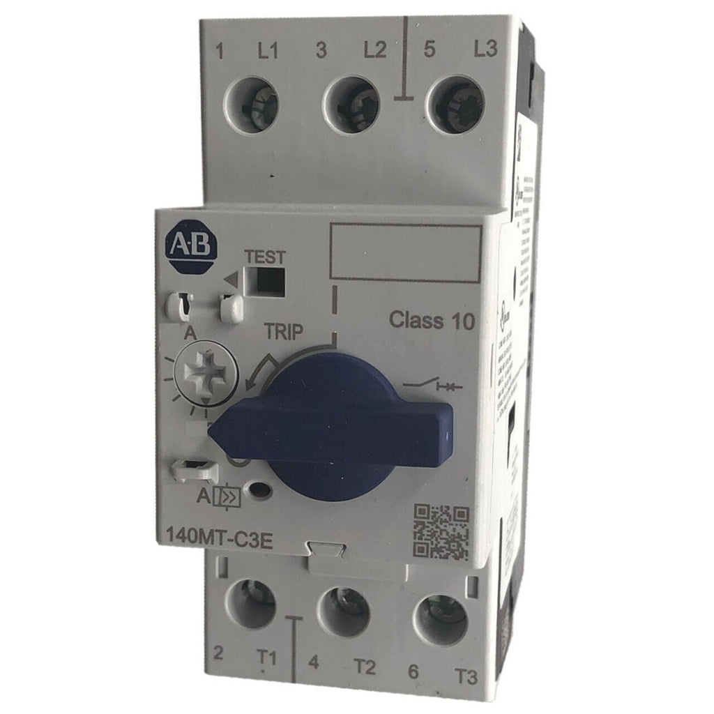 Allen-Bradley 140MT-C3E motor protection circuit breaker, 63A, with Class 10 trip indication.