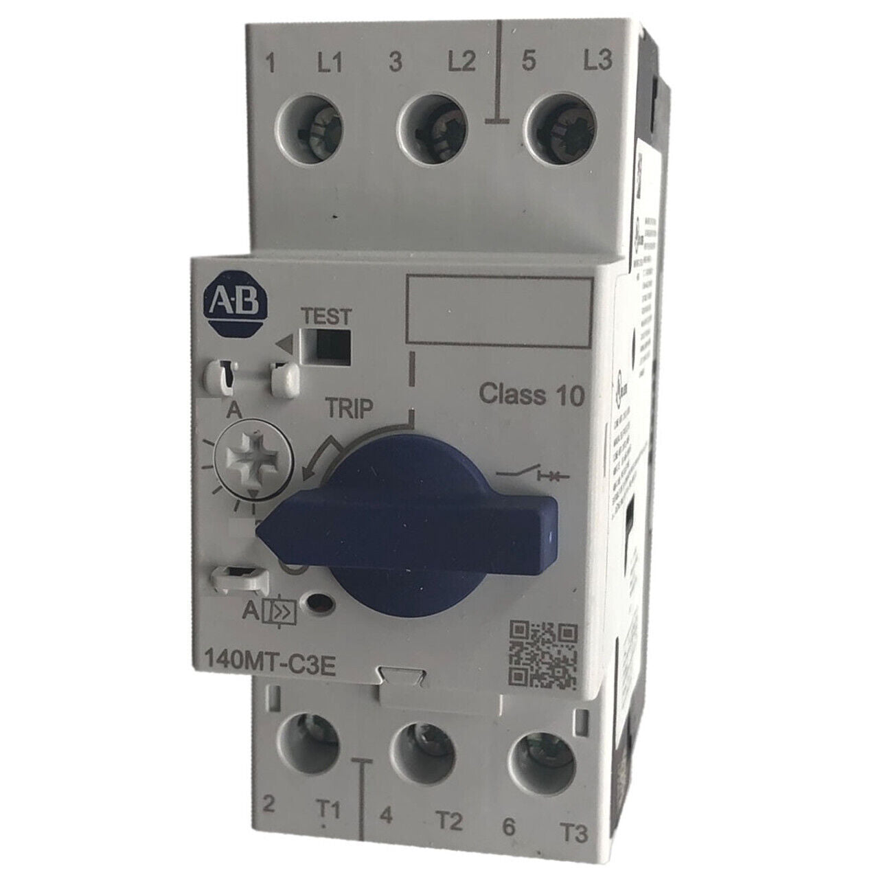 Allen-Bradley 140MT-C3E motor protection circuit breaker, 63A, with Class 10 trip indication.