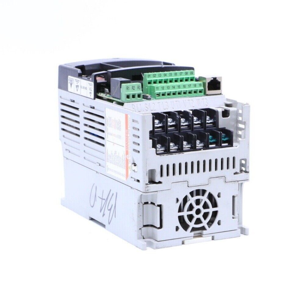 Allen-Bradley PowerFlex 40P AC Drive with connectors and terminals, industrial automation equipment.