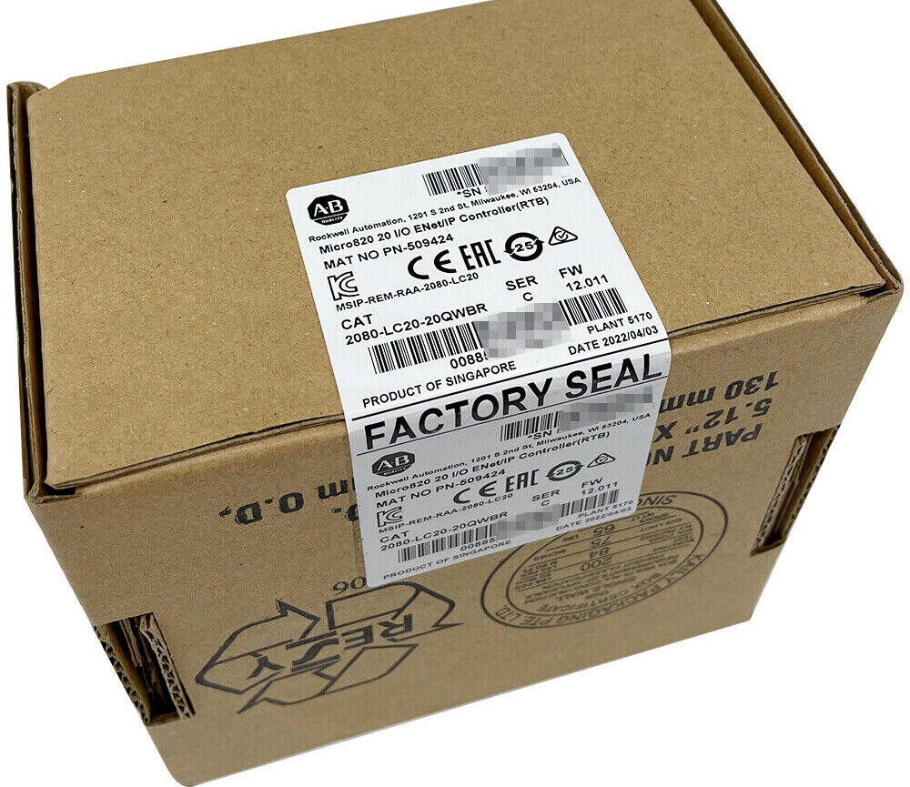 Allen-Bradley Micro820 PLC Controller in Box, 20 I/O ENet/IP, Factory Sealed