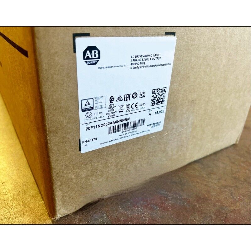 Allen-Bradley PowerFlex 753 AC Drive box showing model and specifications