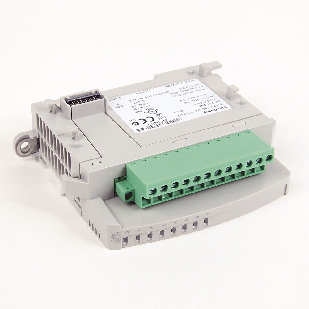 Allen-Bradley 2085-OW8 Micro800 8 Point Relay Output Module, gray and green PLC
