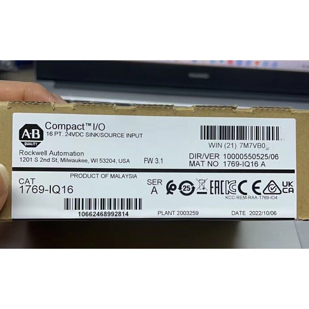 Allen-Bradley 1769-IQ16 Compact I/O Module, 16-point 24VDC Input, industrial automation part, product of Malaysia