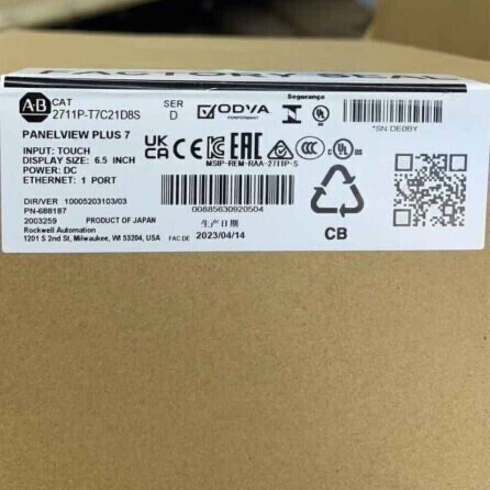 Allen-Bradley PanelView Plus 7 2711P-T7C21D8S HMI Terminal Box, 6.5 inch Display, Ethernet Port, New Sealed