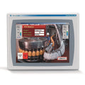 Allen-Bradley PanelView Plus 1500 HMI displaying fill station data: Orange Juice, 36 bottles, running.