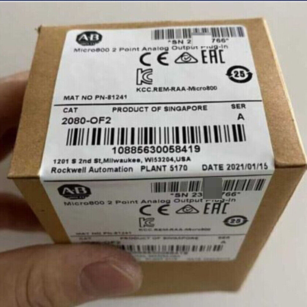 Allen-Bradley 2080-OF2 Micro800 2 Point Analog Output Plug-In PLC module box, Singapore product