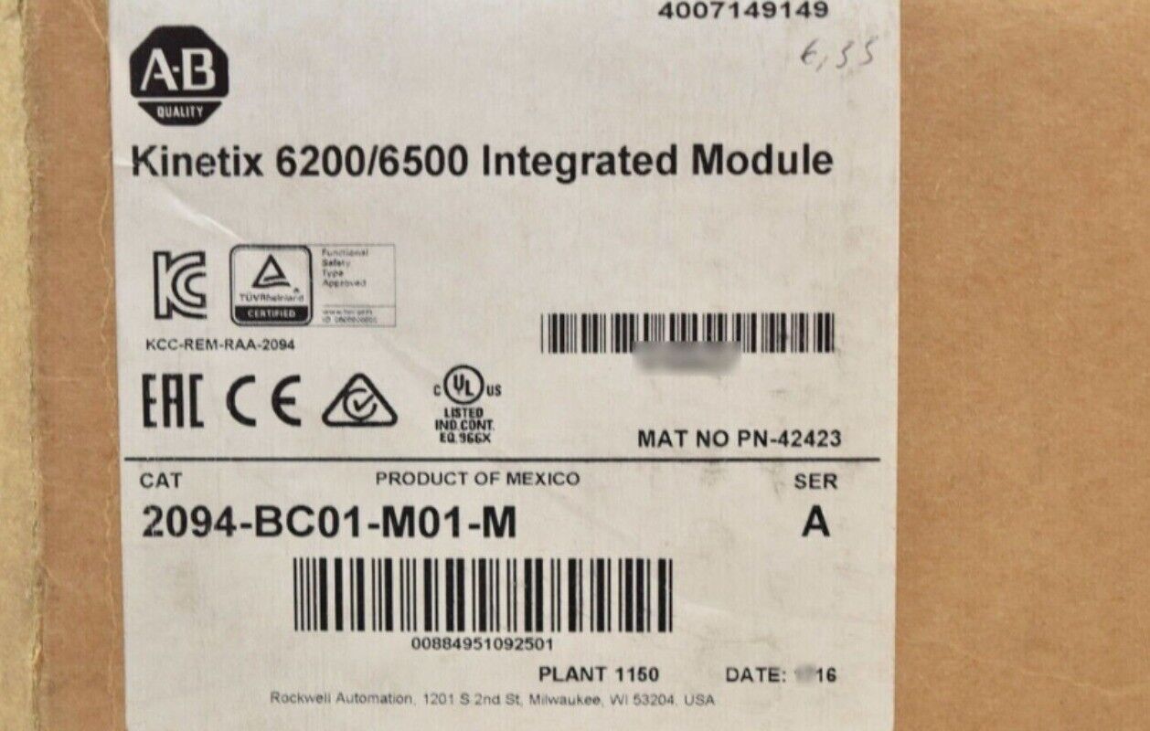 Allen-Bradley Kinetix 6200/6500 Integrated Module, Industrial automation PLC component, 2094-BC01-M01-M, New in Box