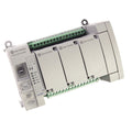 Allen-Bradley Micro850 2080-LC50-24QWB Compact Controller. Features integrated I/O, Ethernet port, and DIN rail mounting.
