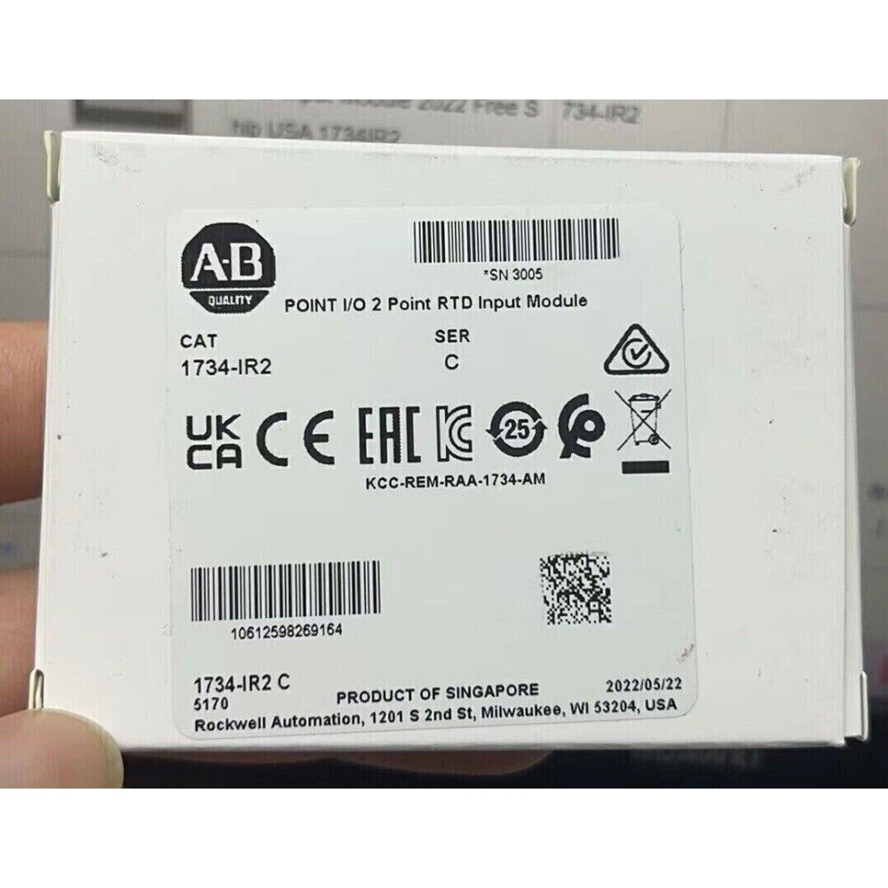 Allen-Bradley 1734-IR2 POINT I/O 2 Point RTD Input Module, packaged with product details.