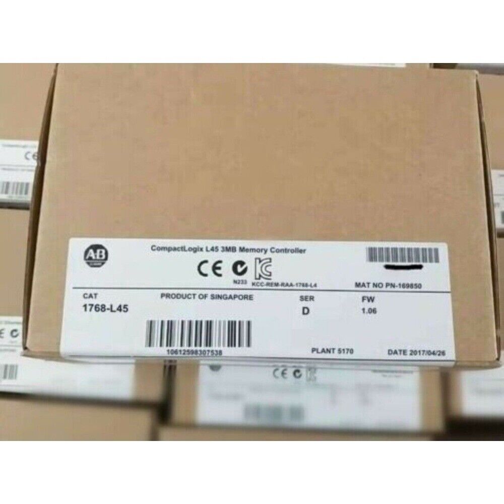 Allen-Bradley 1768-L45 CompactLogix PLC module box, SER D, Product of Singapore, new factory sealed.