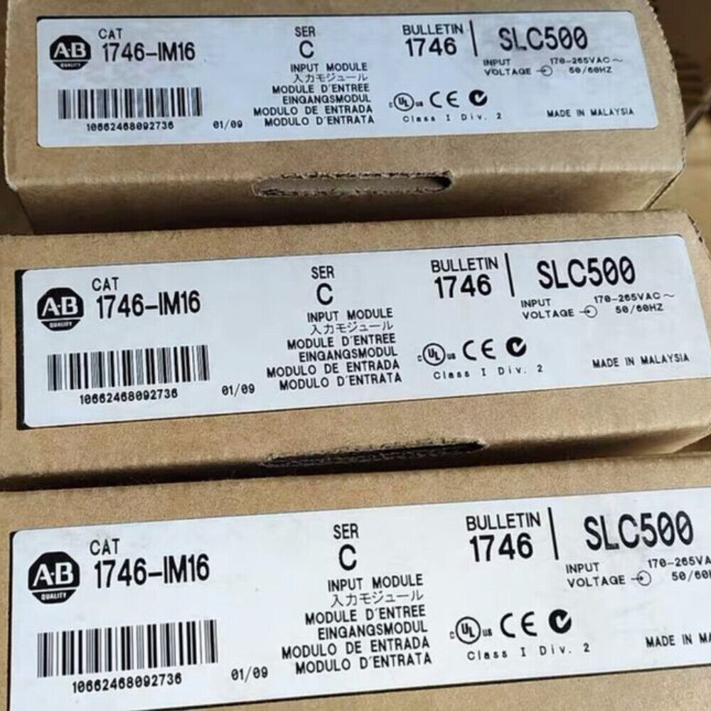 Allen-Bradley 1746-IM16 C Input Module, SLC 500, Product Label Details, close up of the box.