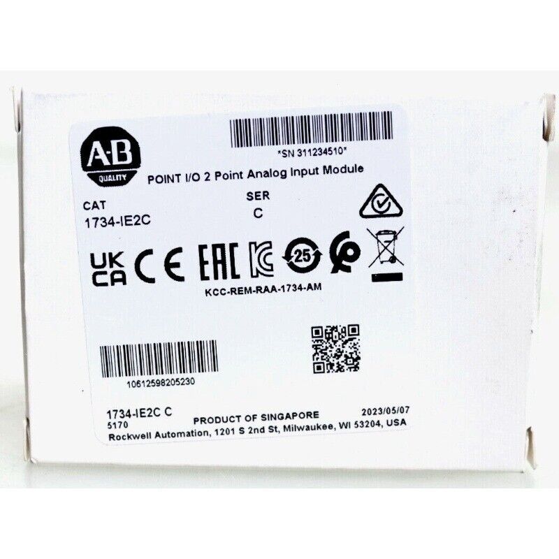 Allen-Bradley 1734-IE2C POINT I/O Input Module, Product of Singapore, Serial C, manufactured by Rockwell Automation.
