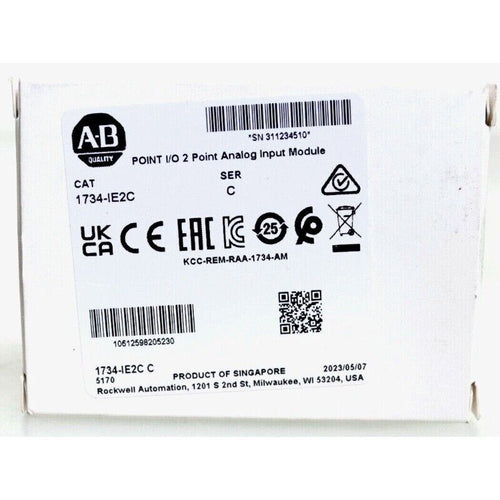 Allen-Bradley 1734-IE2C POINT I/O Input Module, Product of Singapore, Serial C, manufactured by Rockwell Automation.