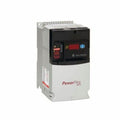 Allen-Bradley PowerFlex 40P PLC module, grey and black with red display.