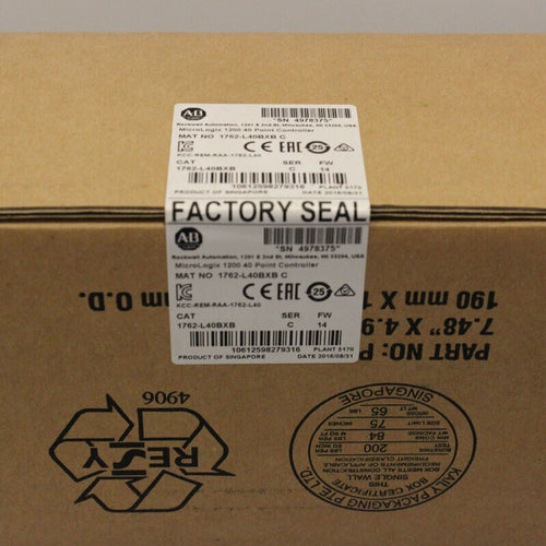 Allen-Bradley MicroLogix 1200 controller box, model 1762-L40BXB, factory sealed, Singapore