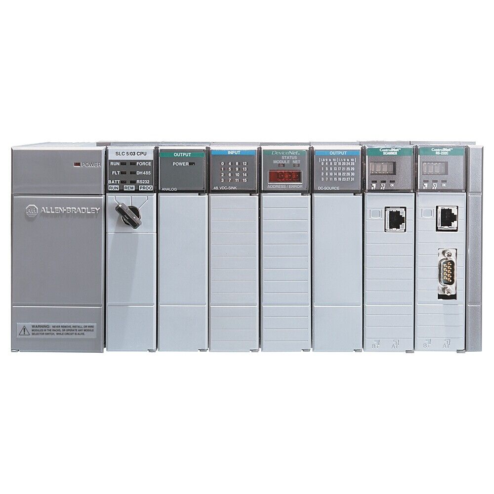 Allen-Bradley 1746-A7 SLC 500 series PLC chassis with modules, industrial automation part