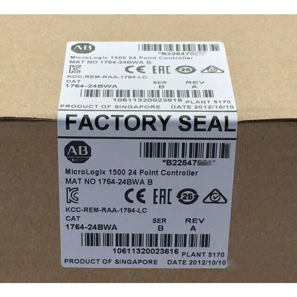 Allen-Bradley MicroLogix 1500 24 Point Controller Label, 1764-24BWA, Factory Seal, Singapore