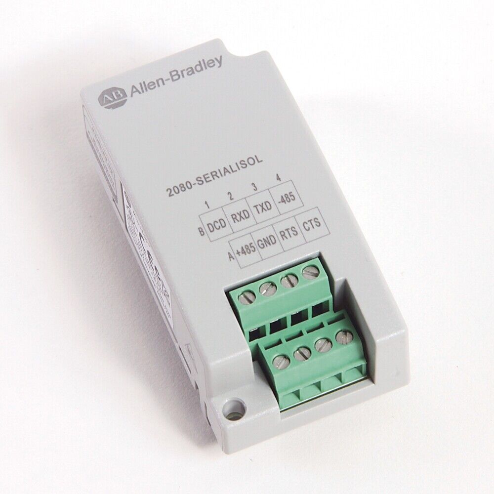 Allen-Bradley 2080-SERIALISOL PLC Module, isolated serial port, with connection terminals.