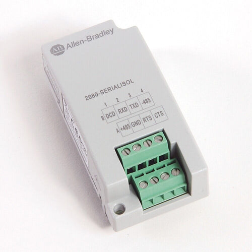 Allen-Bradley 2080-SERIALISOL PLC Module, isolated serial port, with connection terminals.