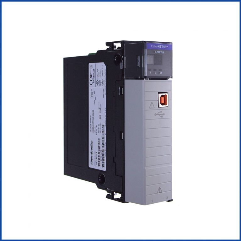Allen-Bradley 1756-CN2R ControlLogix ControlNet Comm PLC, gray and black, EtherNet/IP 2-Port DLR module