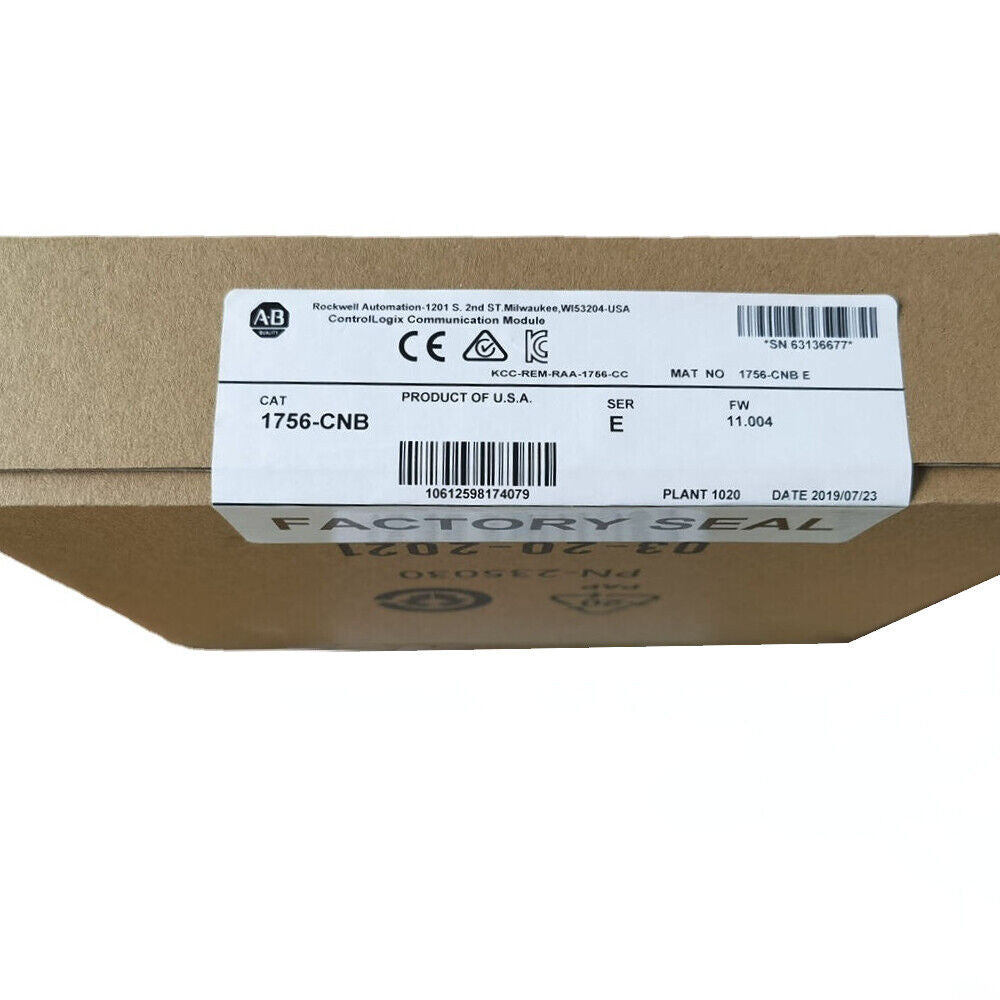 Allen-Bradley 1756-CNB ControlLogix Bridge in factory sealed packaging. Product of USA, new condition.