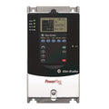 Allen-Bradley PowerFlex 70 AC Drive. Front view with display showing Hz and Bus Volt, PLC module.