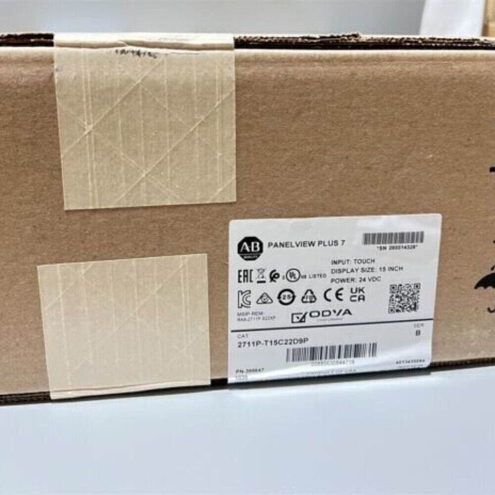 Allen-Bradley PanelView Plus 7 Performance 15-inch touchscreen terminal in box, model 2711P-T15C22D9P, new and sealed.