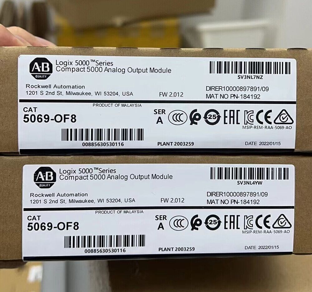 Allen-Bradley 5069-OF8 Compact 5000 Analog Output Module, new in box, for process control.