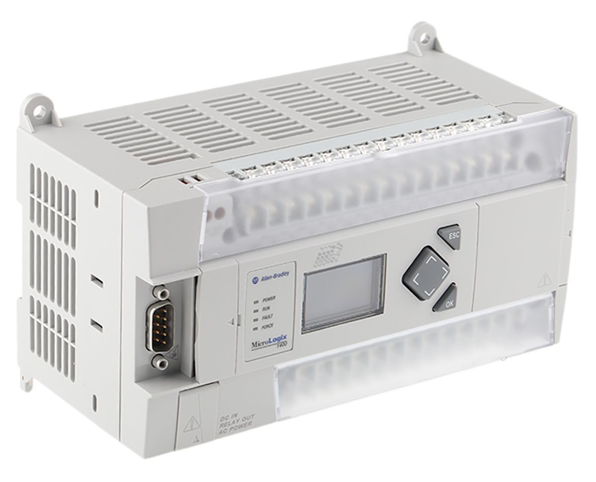 Allen-Bradley MicroLogix 1400 PLC controller, gray industrial automation equipment, model 1766-L32BWA.