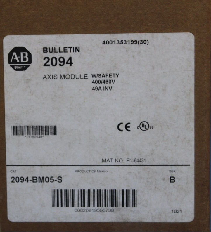 Allen-Bradley 2094-BM05-S Axis Module label, 400/460V, industrial automation part