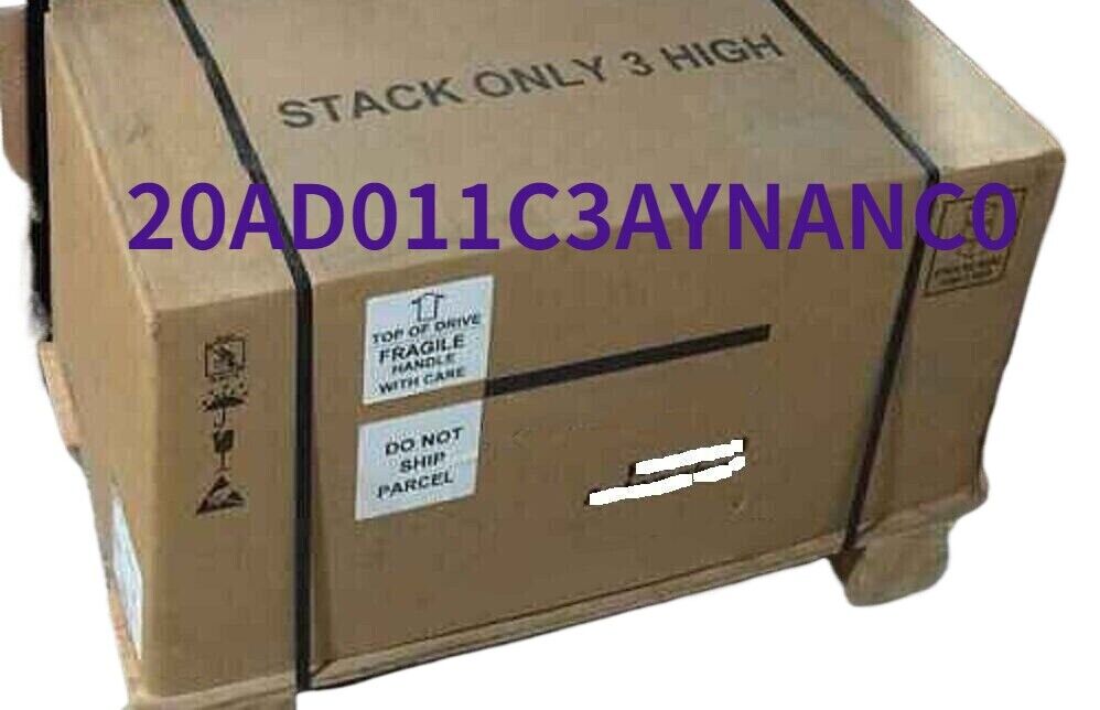 Allen-Bradley 20AD011C3AYNANC0 AC Drive shipping box, fragile, handle with care labels, PLC industrial automation part.