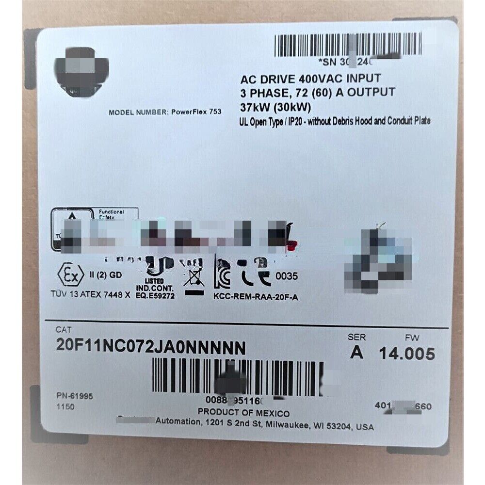 Allen-Bradley PowerFlex 753 AC Drive Label, 400VAC Input, 37kW Output, industrial automation part
