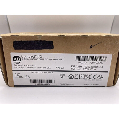 1769-IF8 Compact I/O Analog Input Module box. Allen-Bradley industrial automation component for current/voltage input.