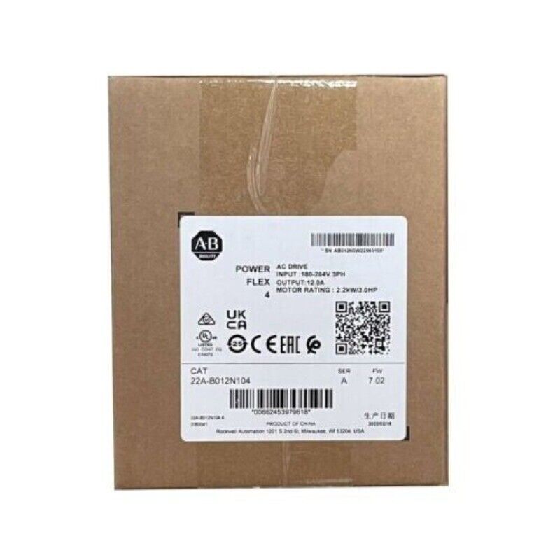 Allen-Bradley PowerFlex 4 AC Drive, model 22A-B012N104, industrial automation component.
