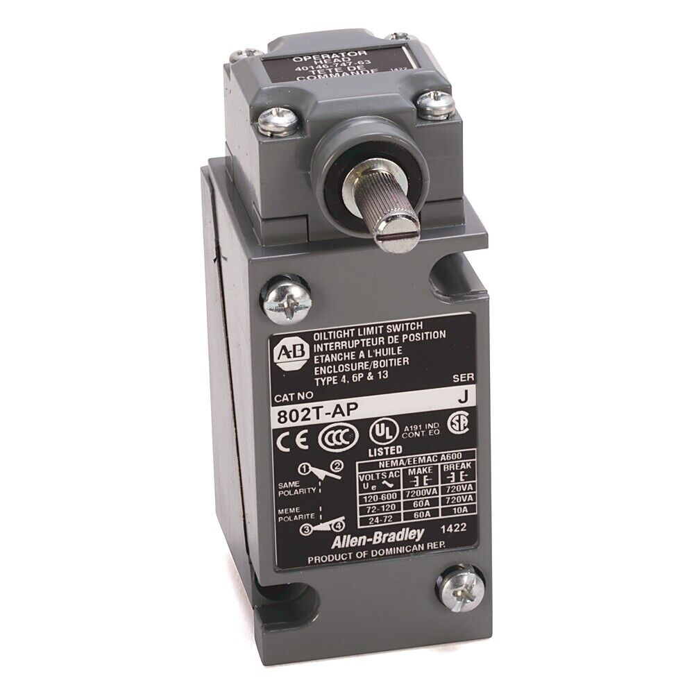 Allen-Bradley 802T-AP Metal Plug-In Oiltight Limit Switch, Adjustable Plunger Actuator, NEMA 4/13