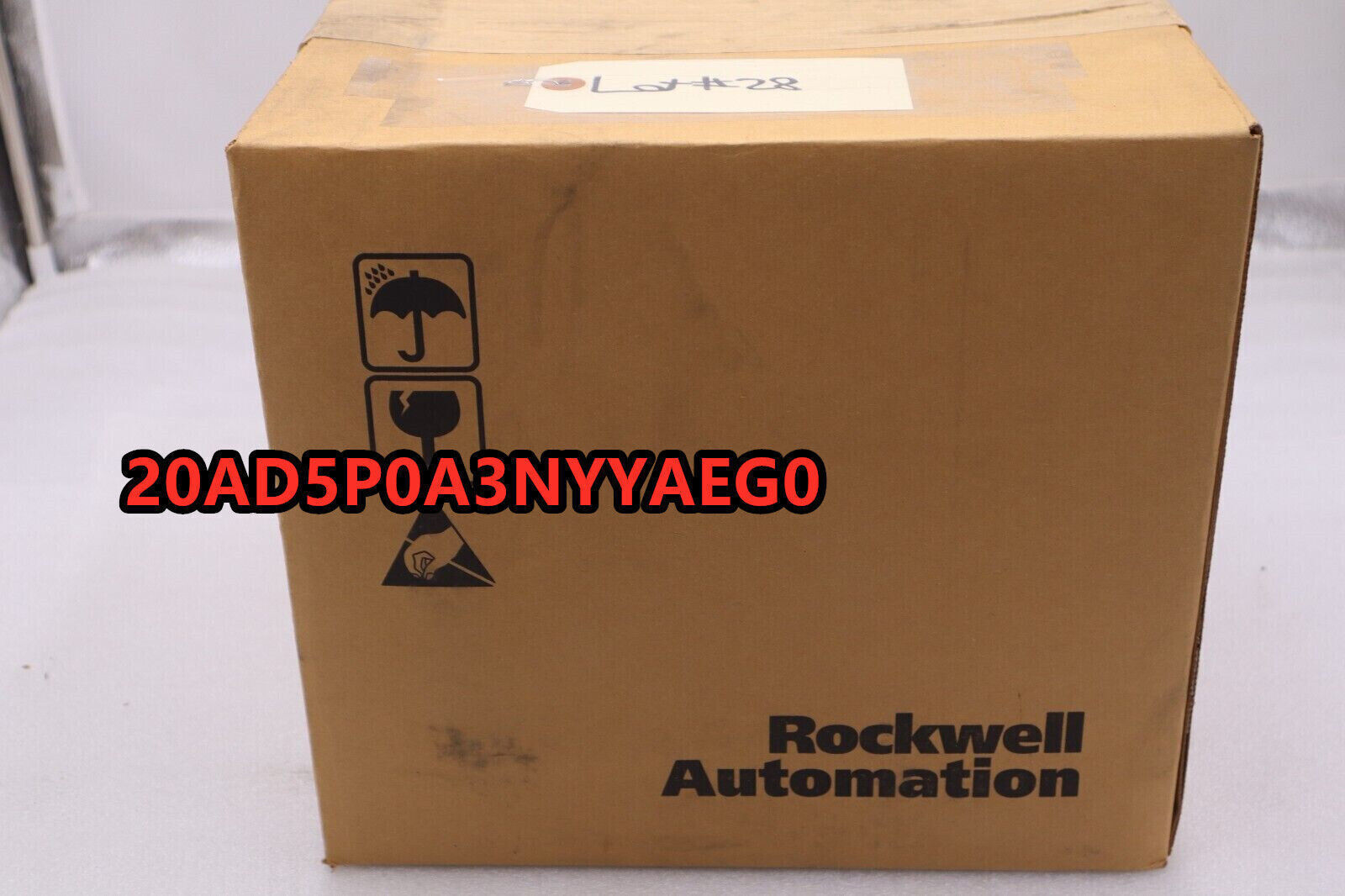 Allen-Bradley PowerFlex 70 AC Drive 20AD5P0A3NYYAEG0 box, Rockwell Automation, PLC component packaging.