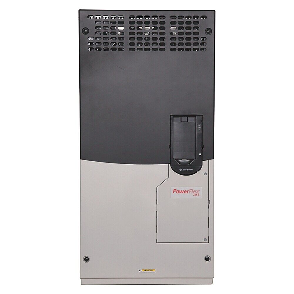 Allen-Bradley PowerFlex 755 AC Drive, front view, silver and black