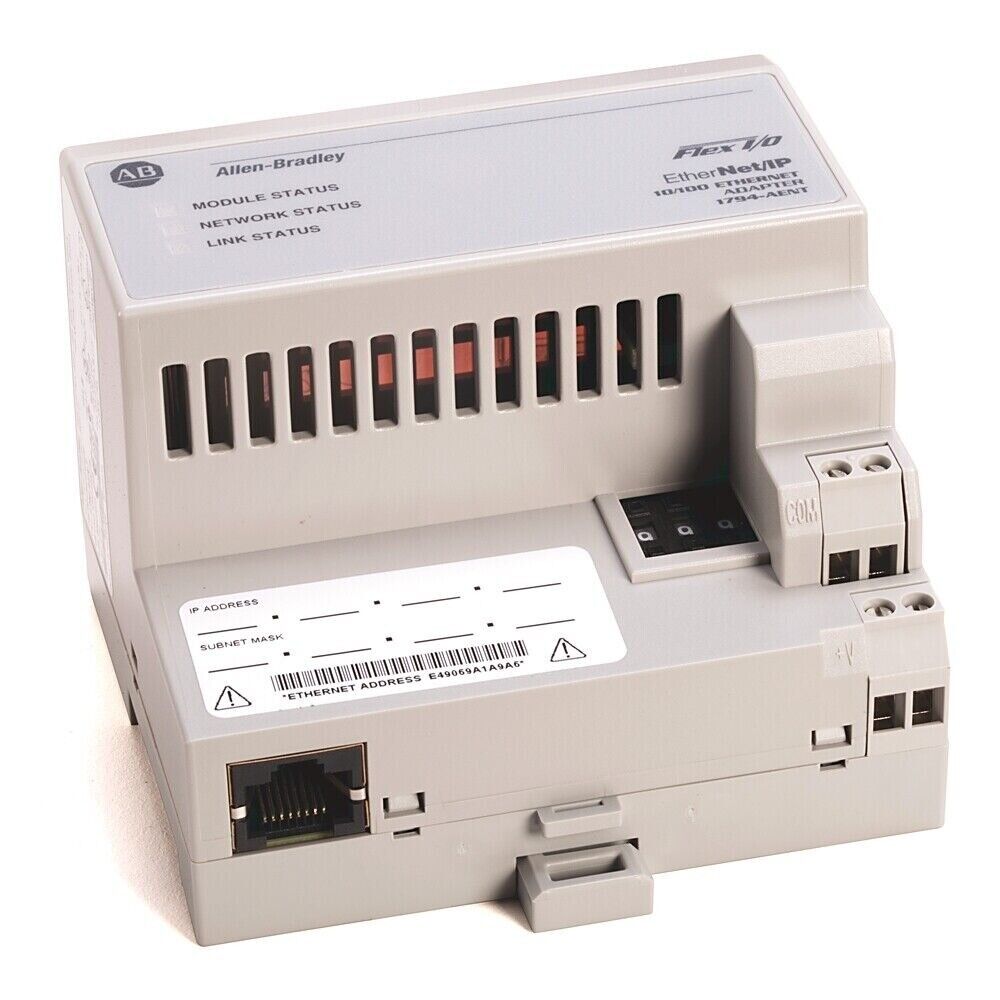 Allen-Bradley 1794-AENT EtherNet/IP Adapter, industrial automation. Features Ethernet port and status indicators.