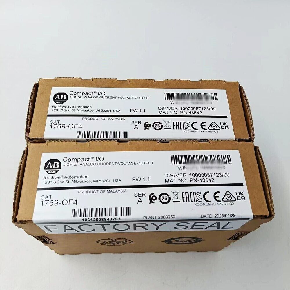 Allen-Bradley 1769-OF4 Compact I/O Module boxes, factory sealed, analog output.