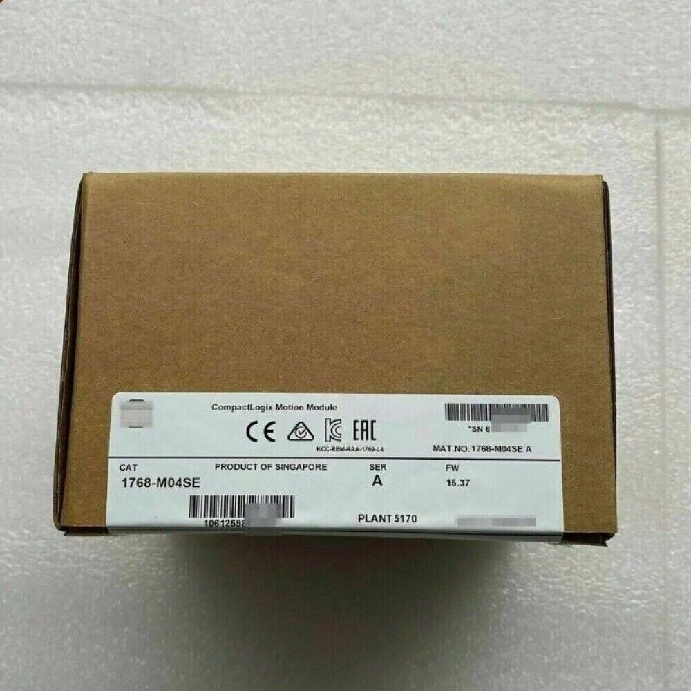 Allen-Bradley 1768-M04SE CompactLogix Motion Module box, product details label visible.