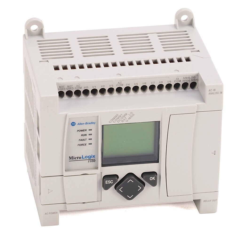 Allen-Bradley MicroLogix 1100 PLC Controller with Display and Terminal Connections