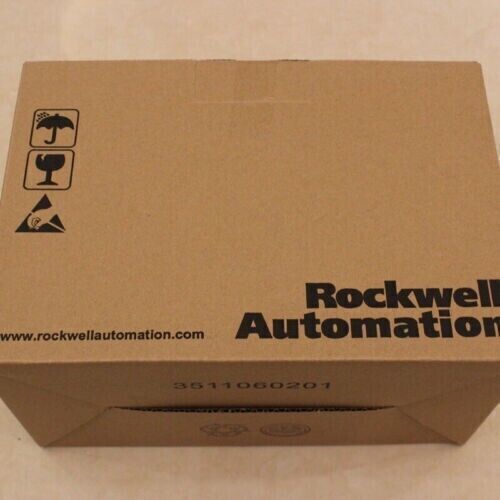Rockwell Automation product box, brown cardboard packaging, PLC product