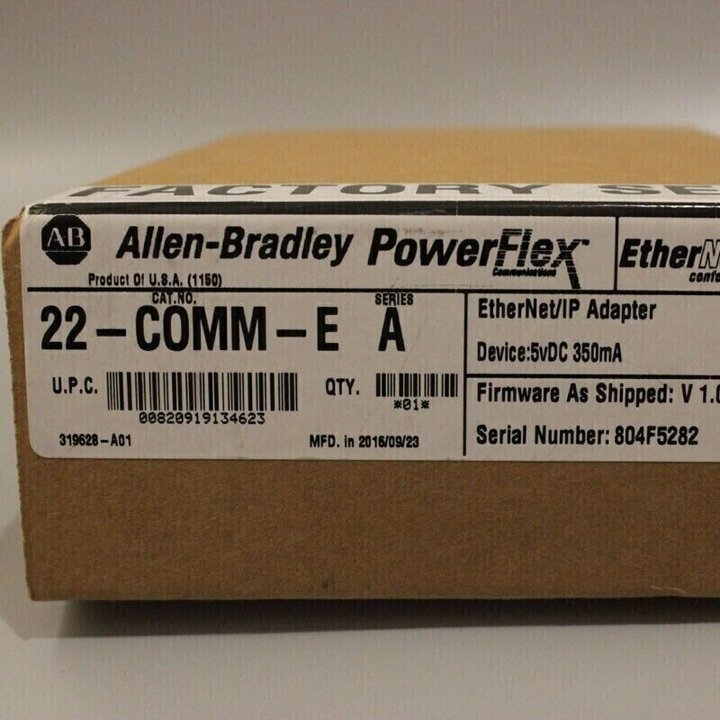 Allen-Bradley 22-COMM-E SER A PowerFlex Ethernet/IP Comm Adapter, PLC module, industrial automation component.