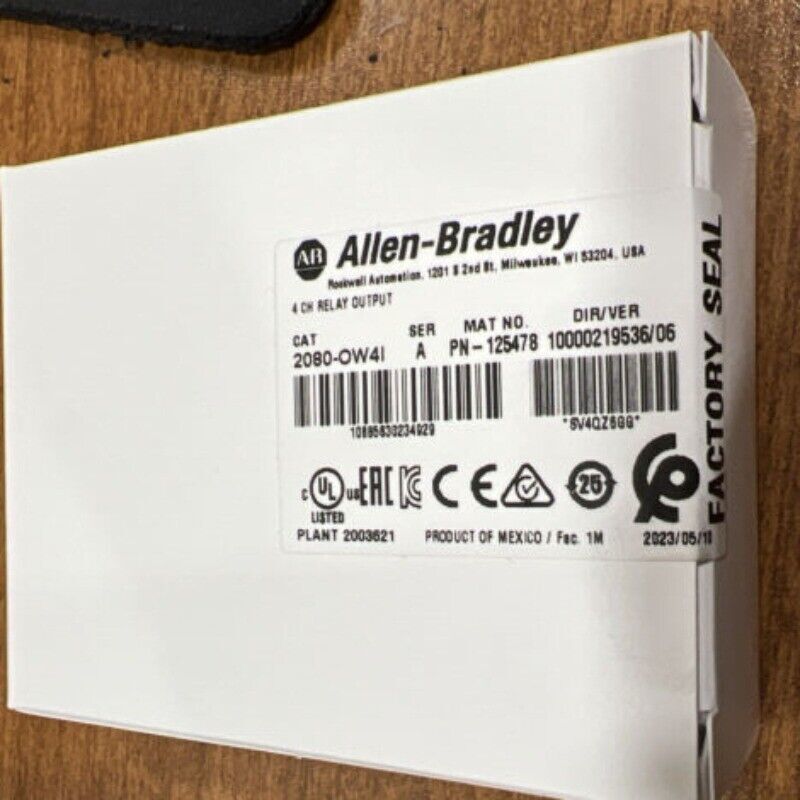 Allen-Bradley 2080-OW4I Micro800 Relay Output Module sealed box, industrial automation part.