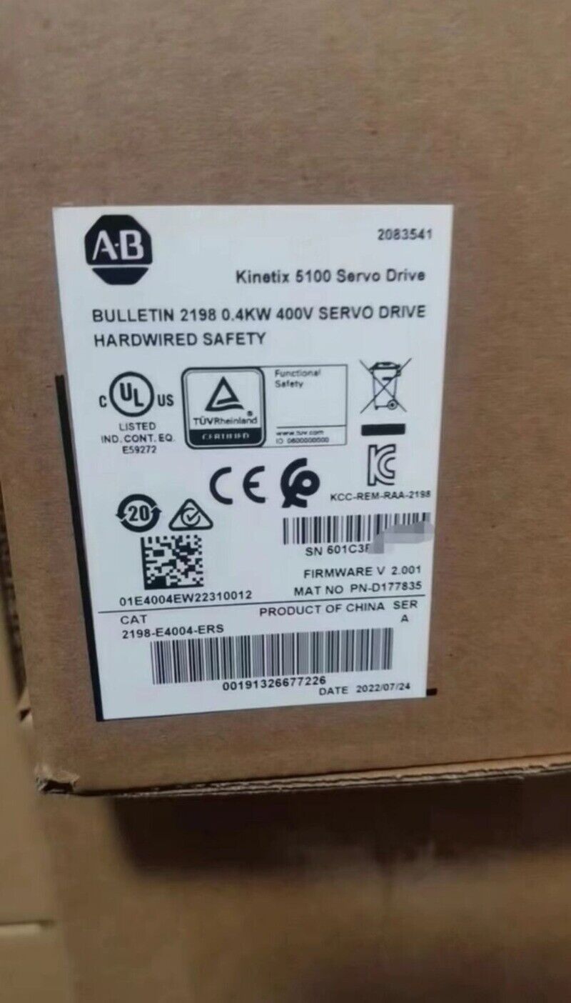 Allen-Bradley Kinetix 5100 Servo Drive 2198-E4004-ERS, industrial automation part label.