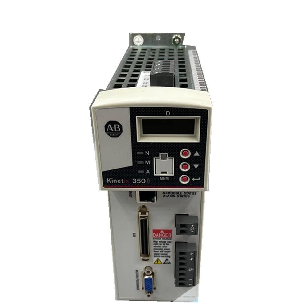 Allen-Bradley Kinetix 350 servo drive with display and status indicators.