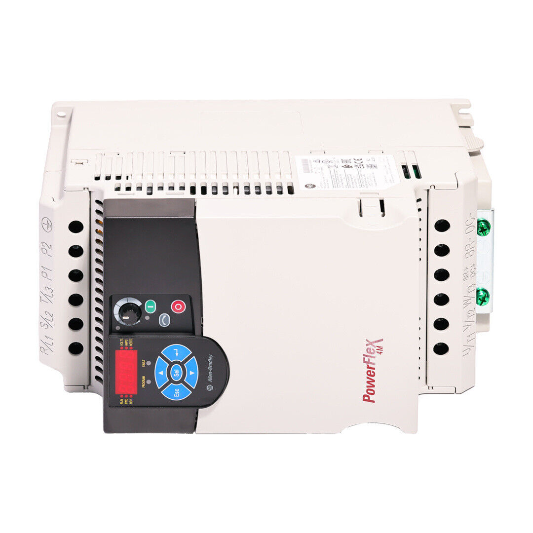 Allen-Bradley PowerFlex 4M AC Drive. Compact variable speed control unit, white and black casing.