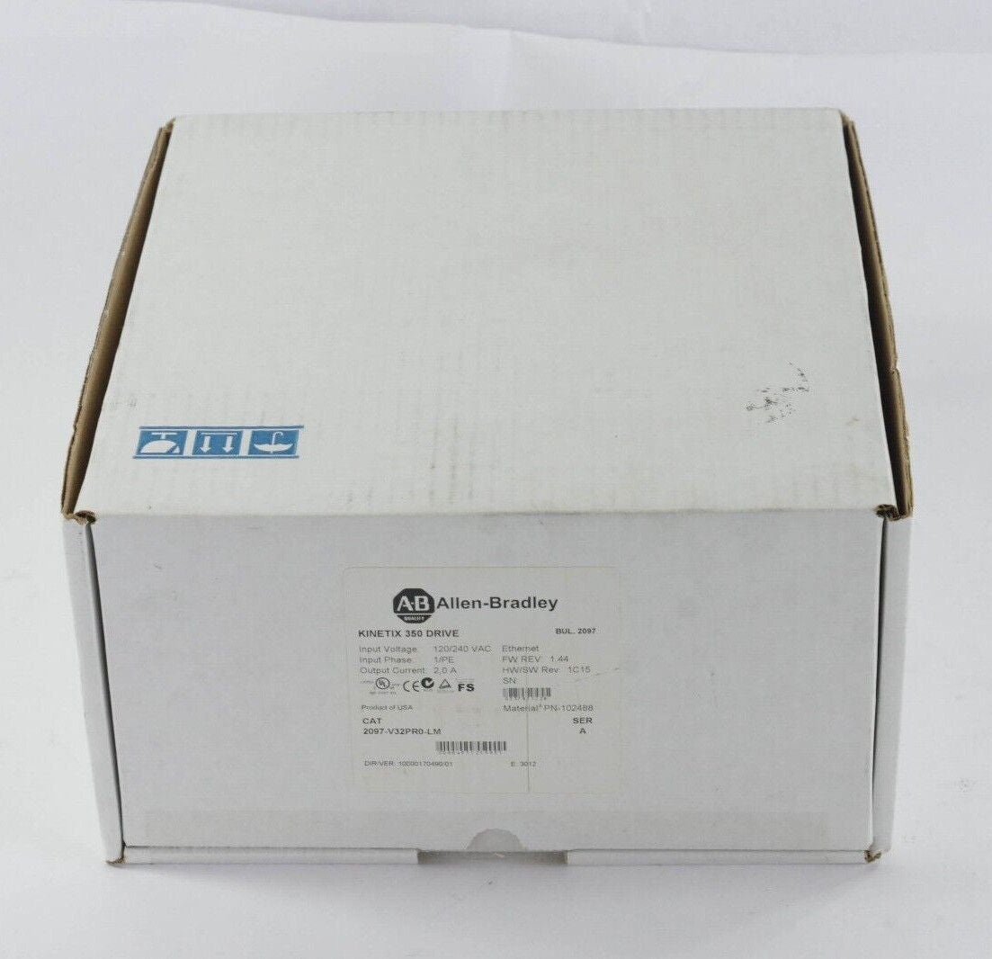 Allen-Bradley Kinetix 350 Servo Drive in box, industrial automation part. Model 2097-V32PRO-LM.