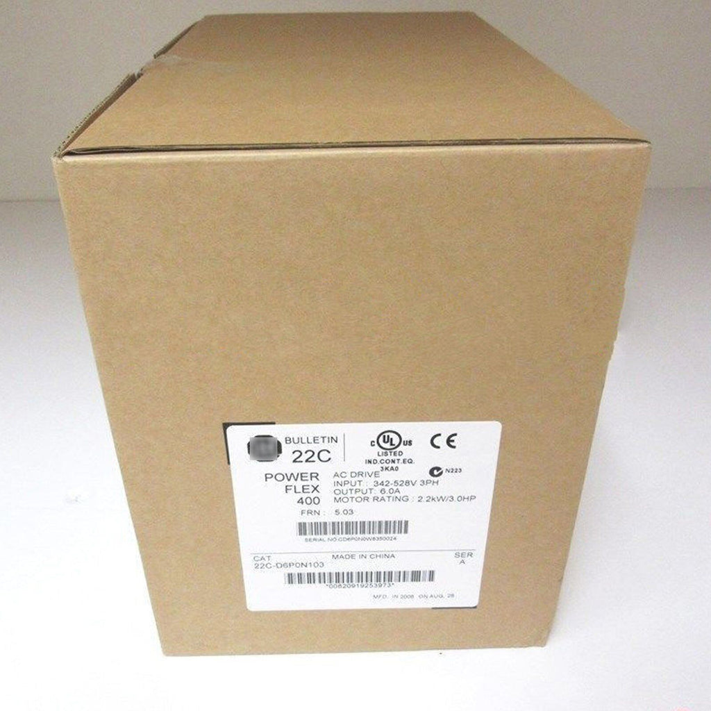 Allen-Bradley PowerFlex 400 AC Drive in cardboard box, industrial automation parts